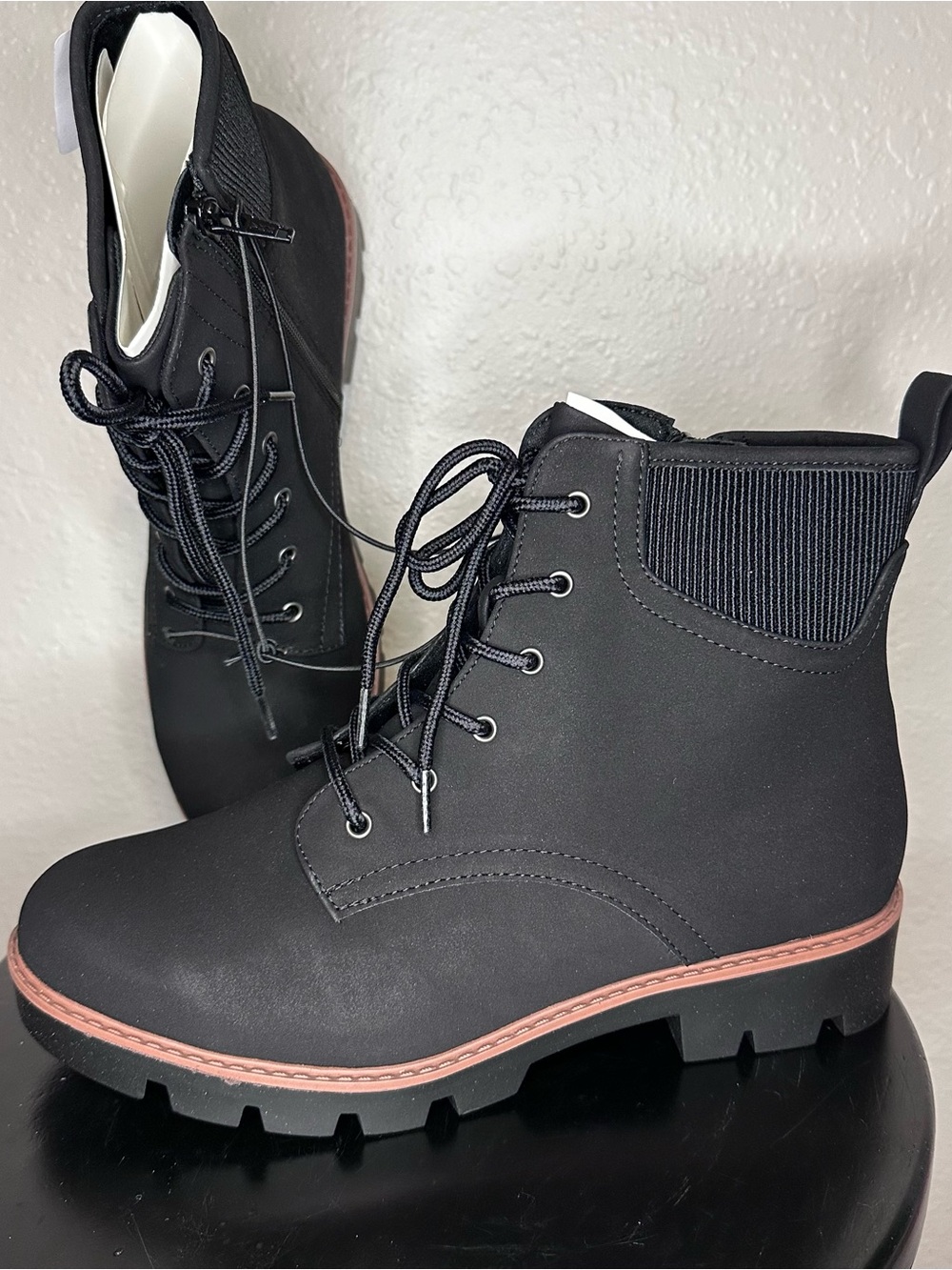 Black Lace-Up Ankle Boots, Size 11